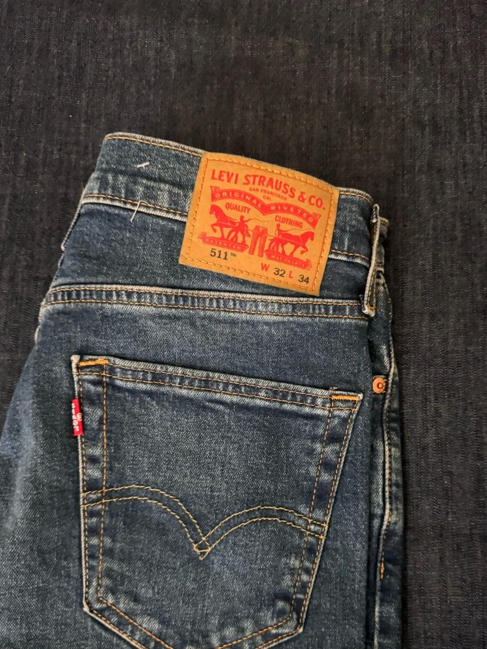 Men's Dark Blue Straight Leg Jeans ( unisex)